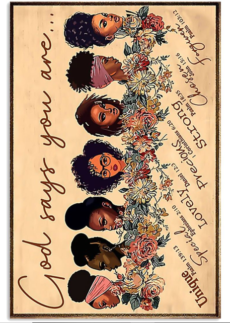 Black girl god says you are unique poster