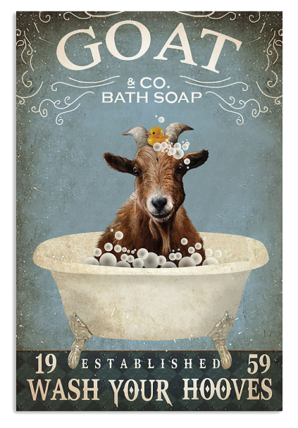 Goat and co bath soap 1959 established wash your hooves poster