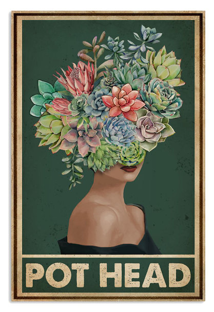 Succulent girl pot head poster