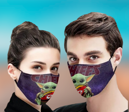 Baby Yoda Hugs Kansas City Chiefs Face Mask