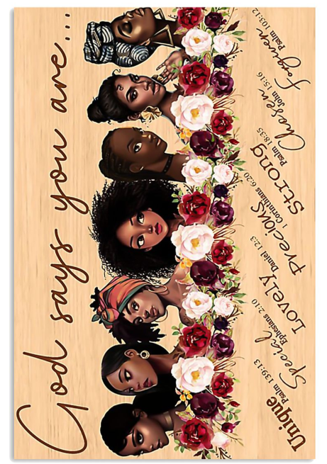 Black women god says you are unique poster