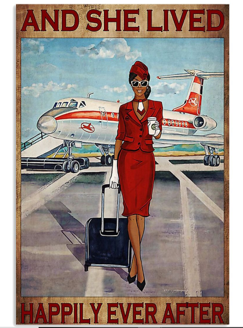 Red Black girl flight attendance and she live happily ever after poster