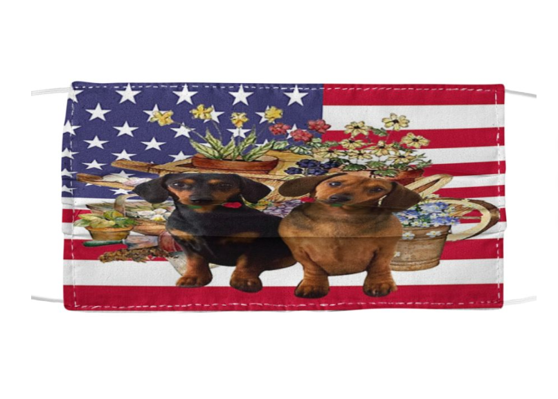 Dachshund American flag face mask