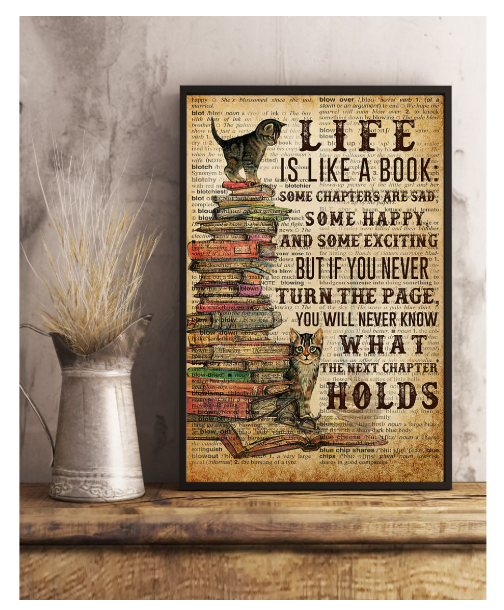 Cat life is like a book poster