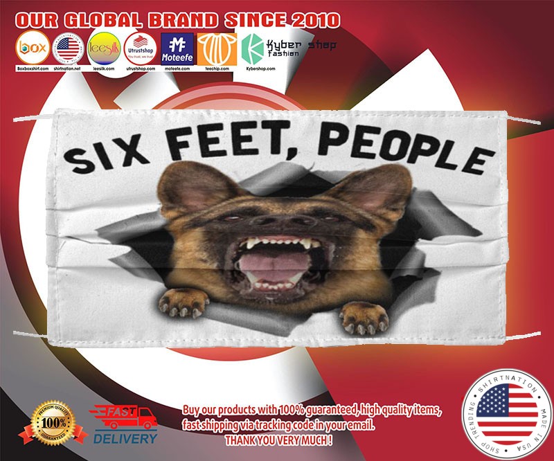 German shepherd six feet people face mask