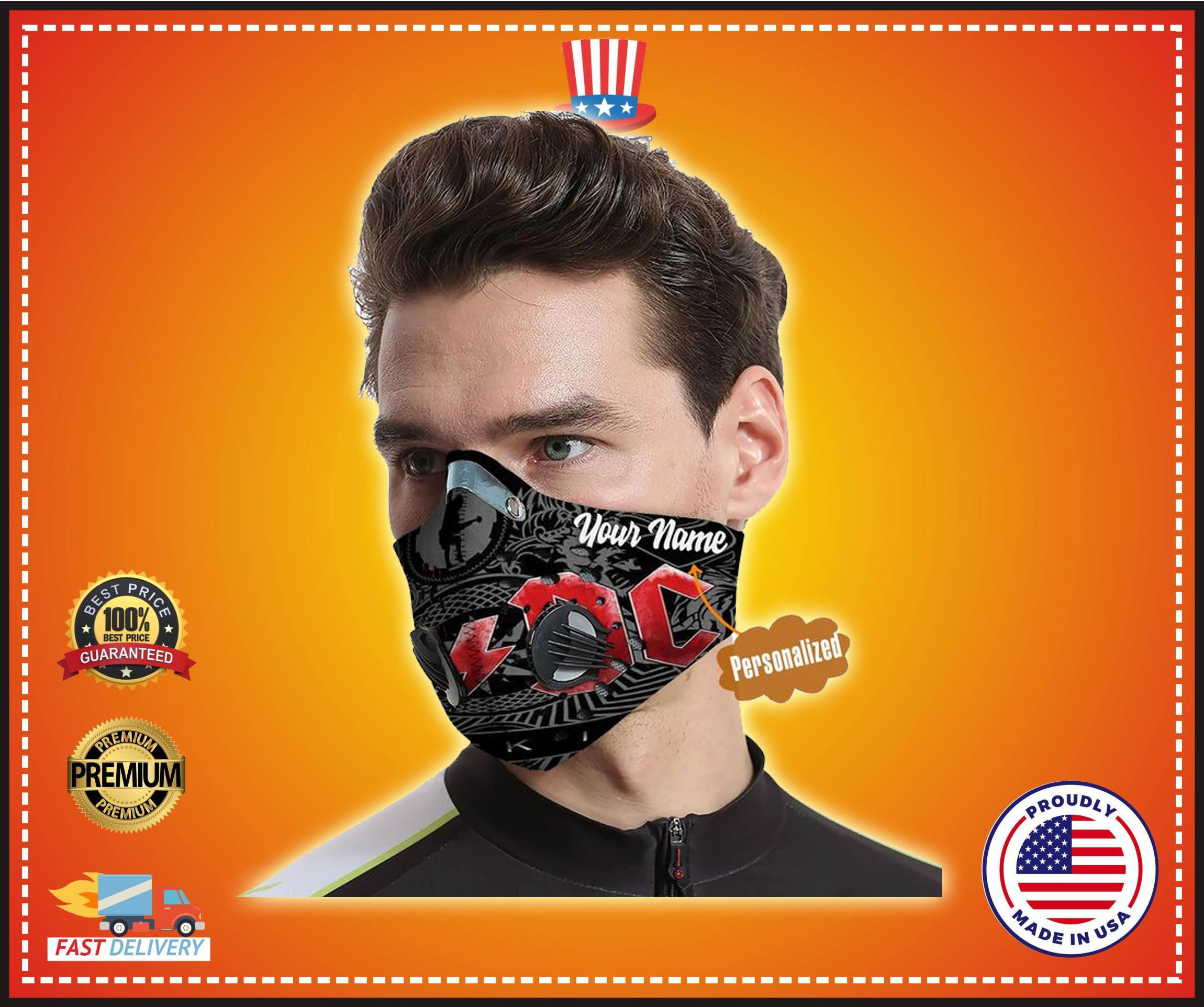 ACDC custom Personalized name filter face mask