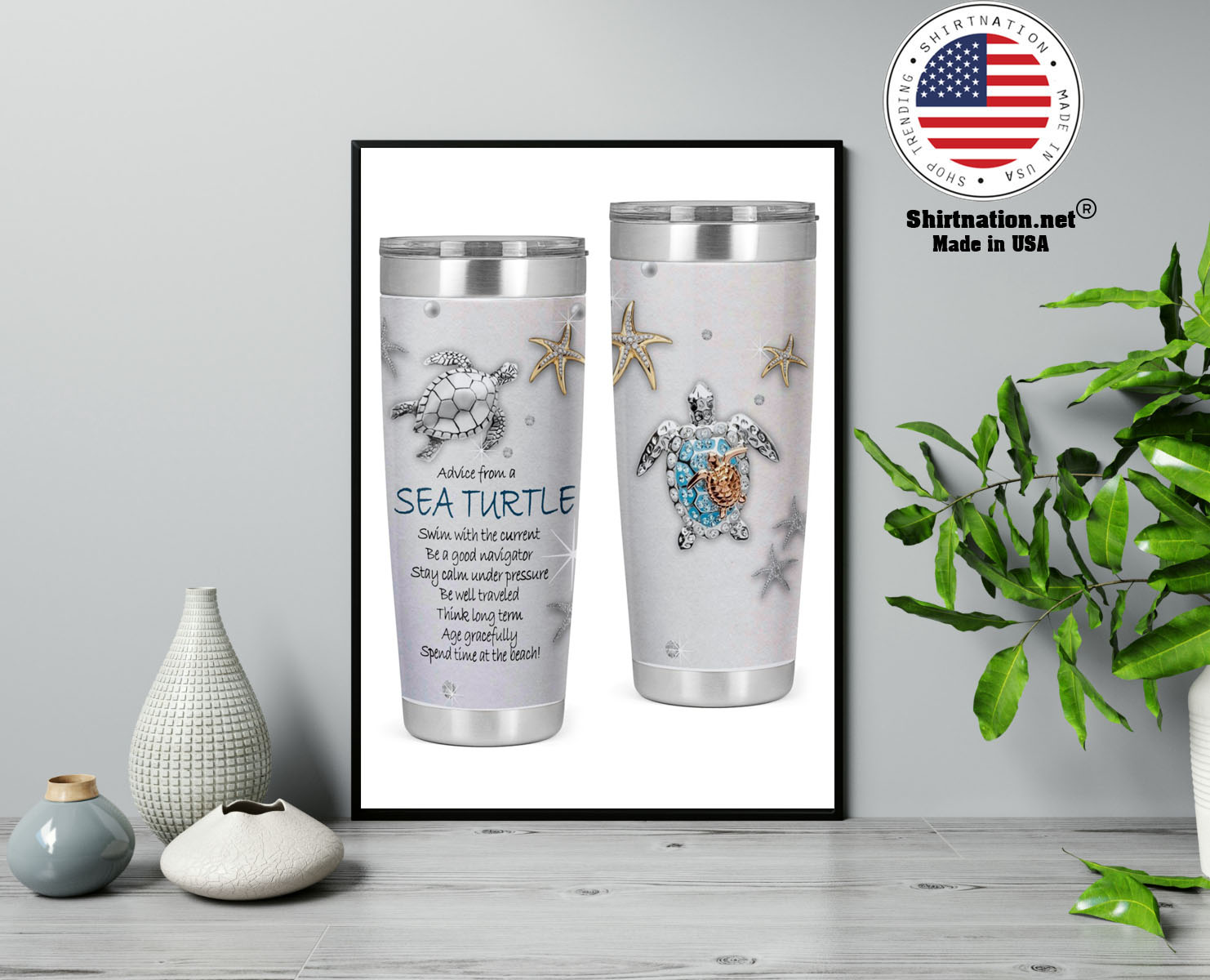 Advice from a sea turtle swim with the current be a good navigator tumbler 14