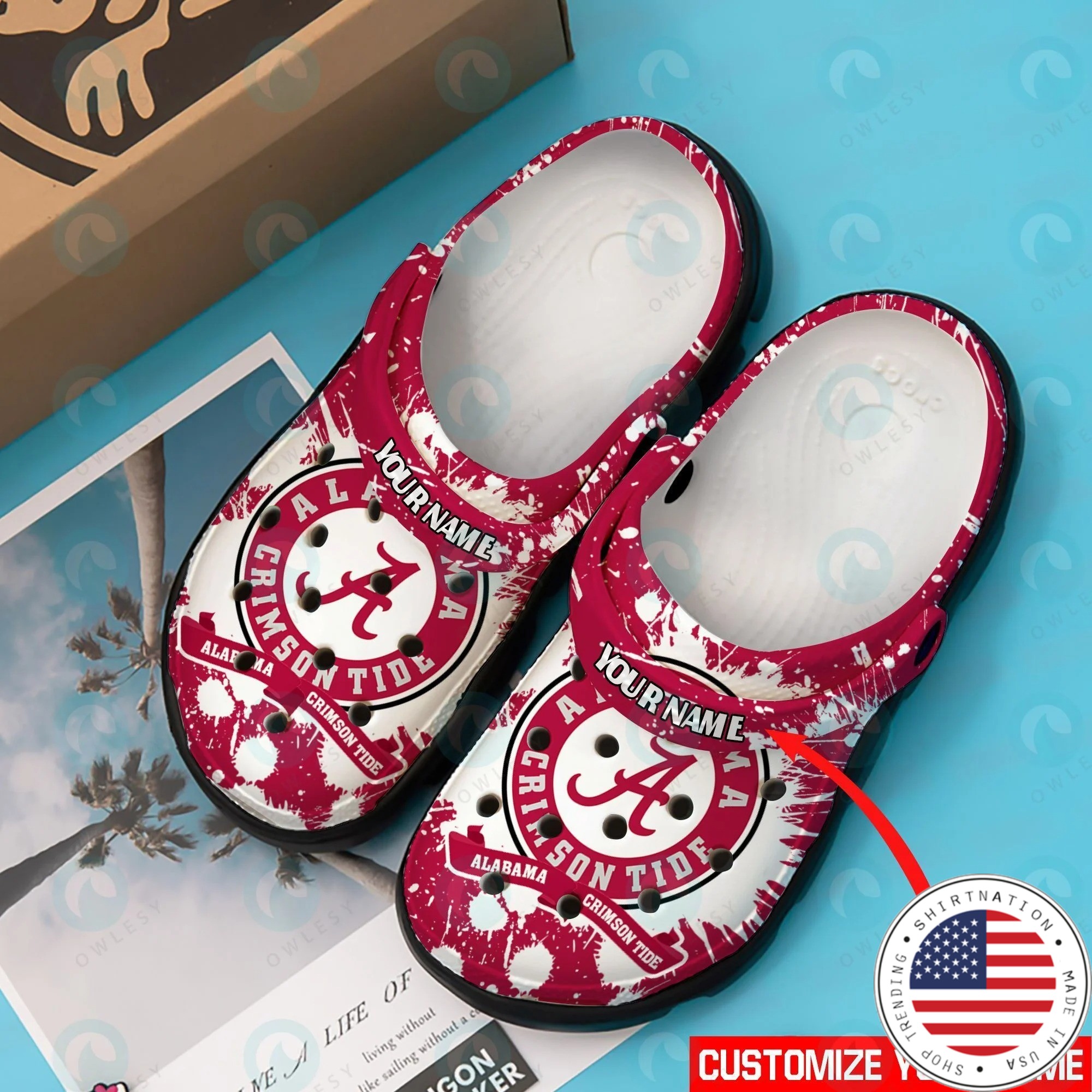 Alabama Crimison Tide custom name crocs crocband clog2