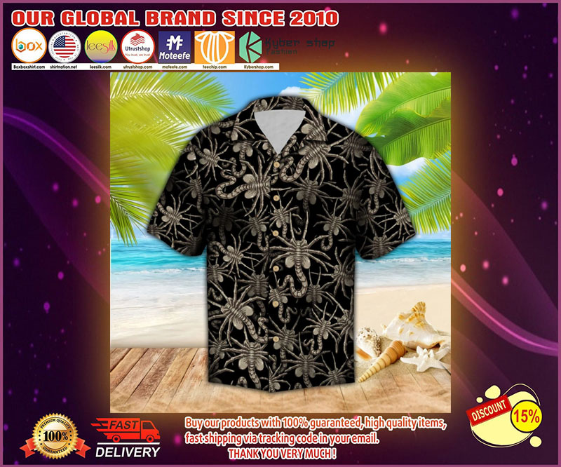 Alien hugger face hawaiian shirt