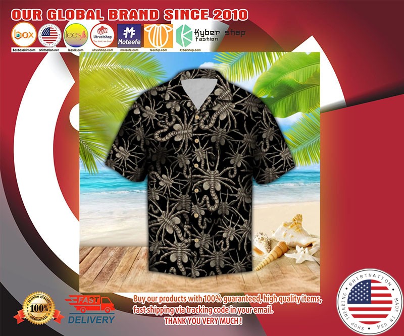 Alien hugger face hawaiian shirt
