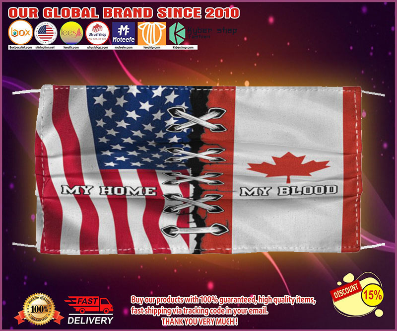 American flag my home my blood canada face mask