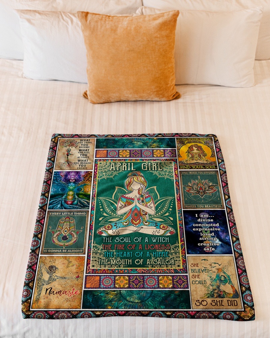 April girl yoga the soul of the witch the fire of lioness blanket2