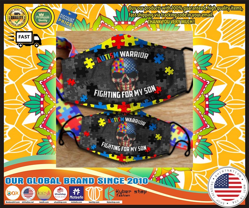 Autism warrior fighting for my son facemask 4