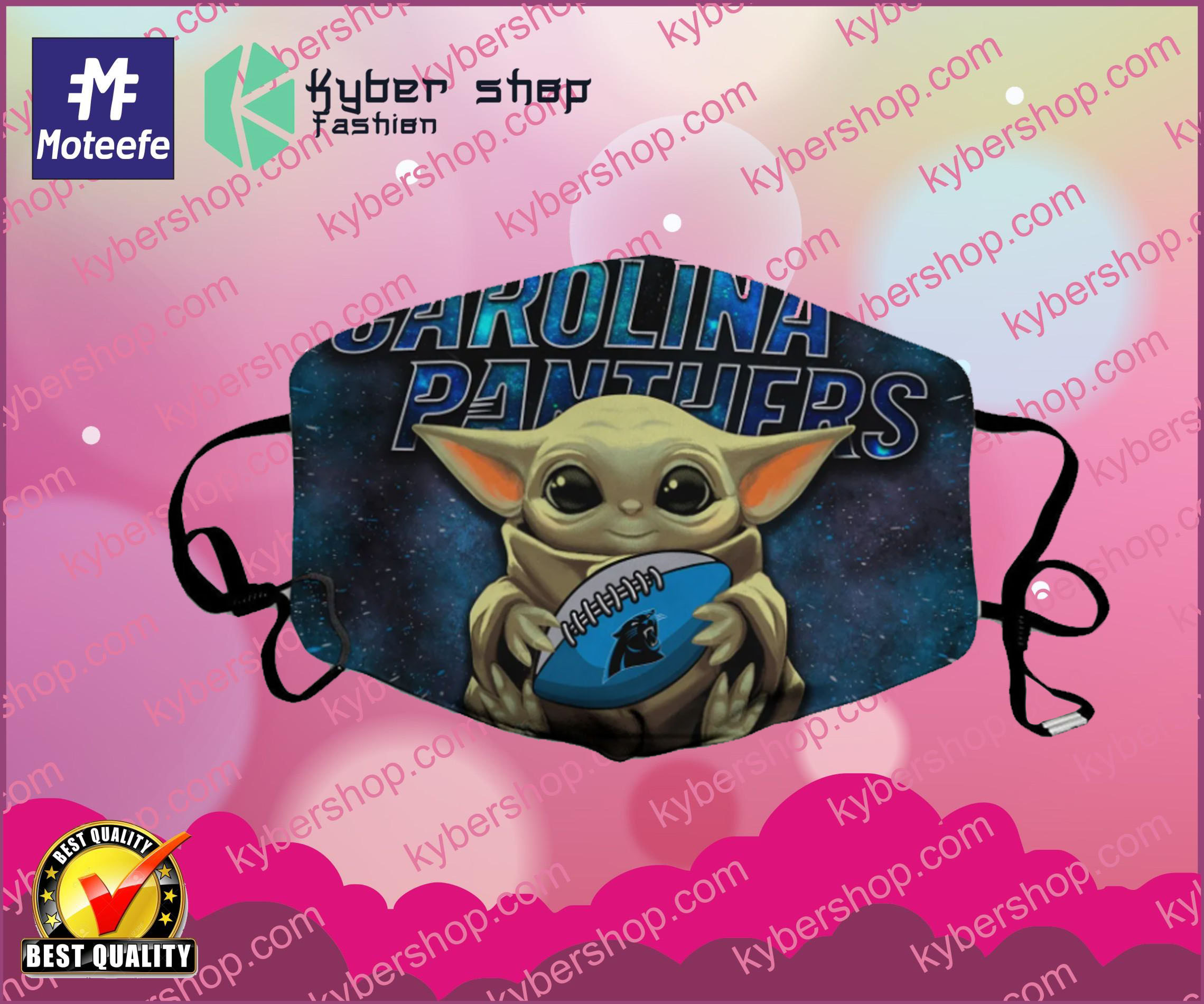 Baby Yoda Carolina Panthers Face Mask
