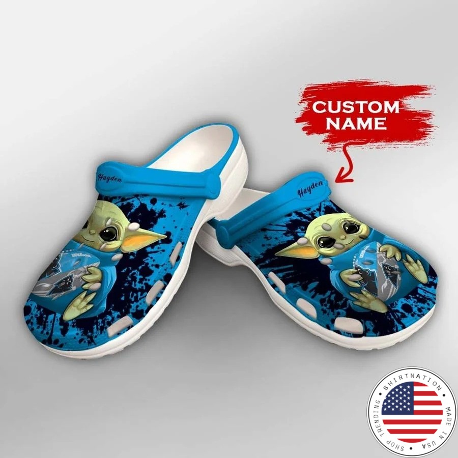 Baby Yoda Carolina Panthers custom name crocs crocband clog2