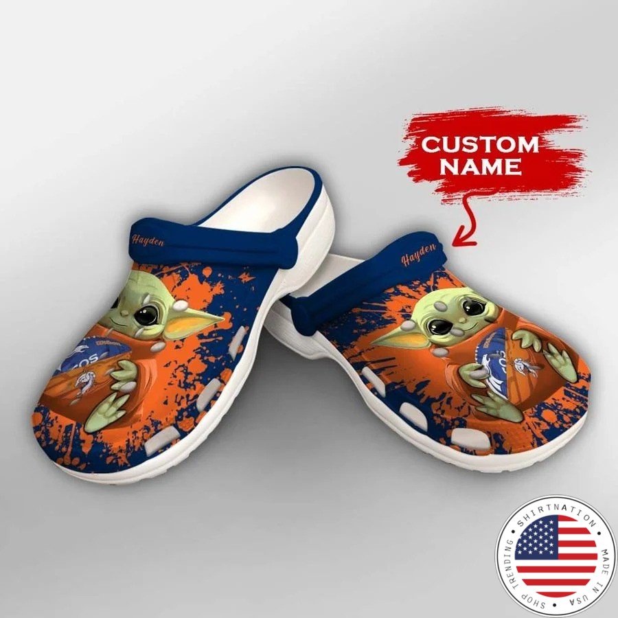Baby Yoda Denver Broncos custom name crocs crocband clog2