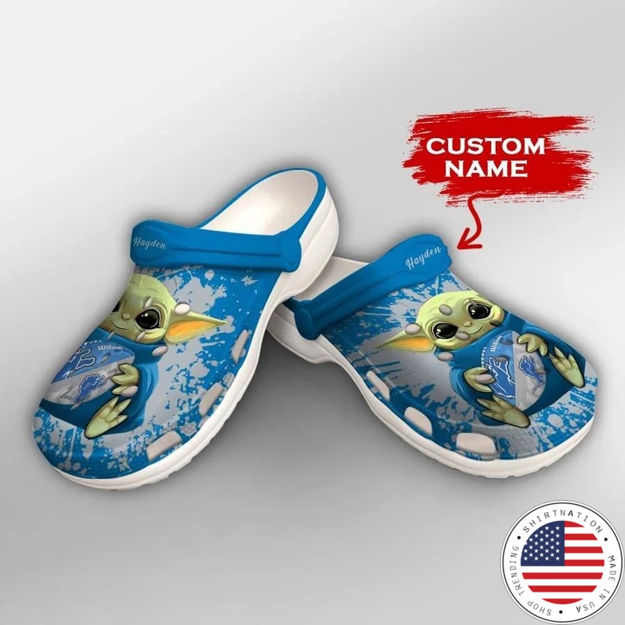 Baby Yoda Detroit Lions custom name crocs crocband clog2