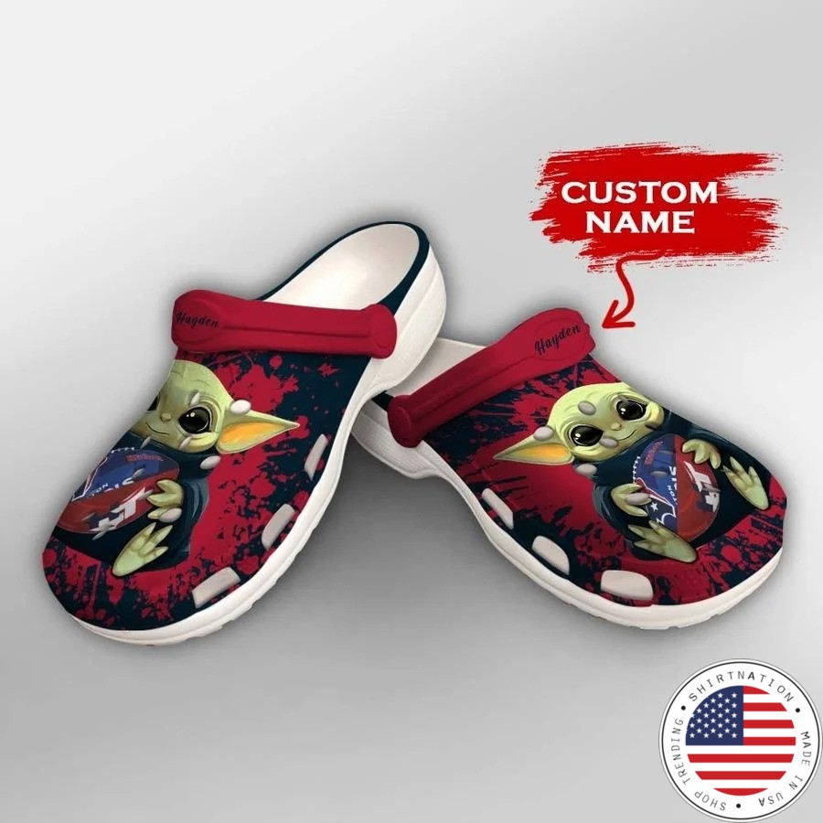 Baby Yoda Houston Texans custom name crocs crocband clog2