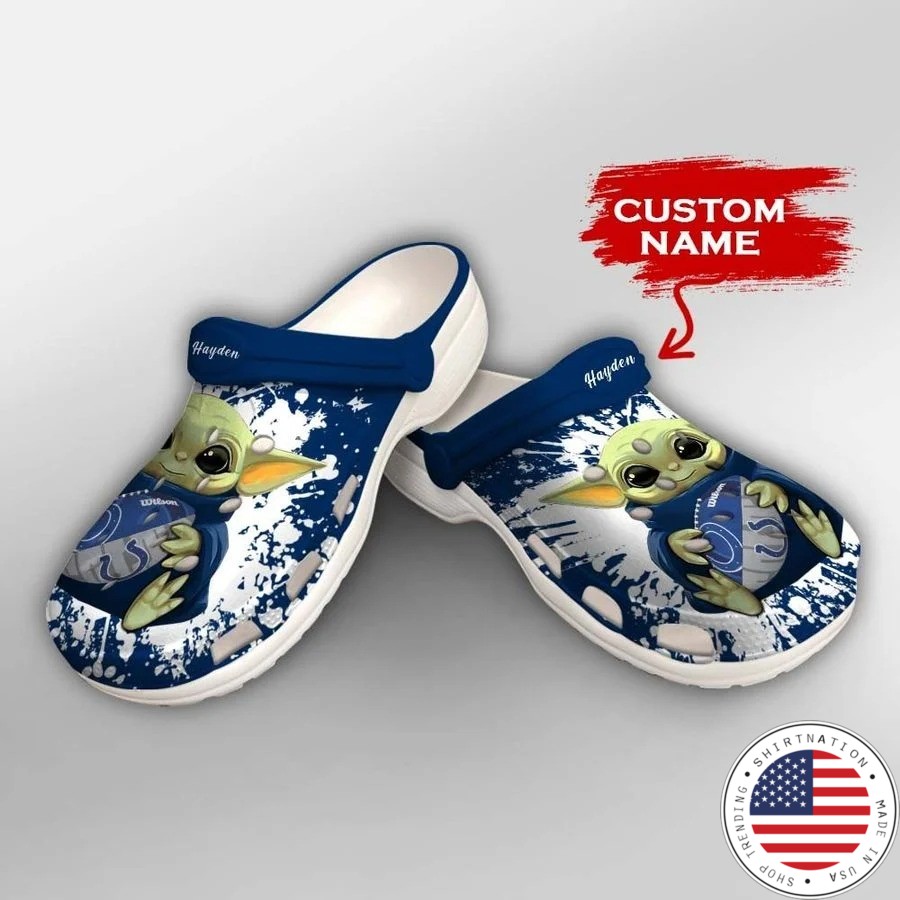 Baby Yoda Indianapolis colts custom name crocs crocband clog2