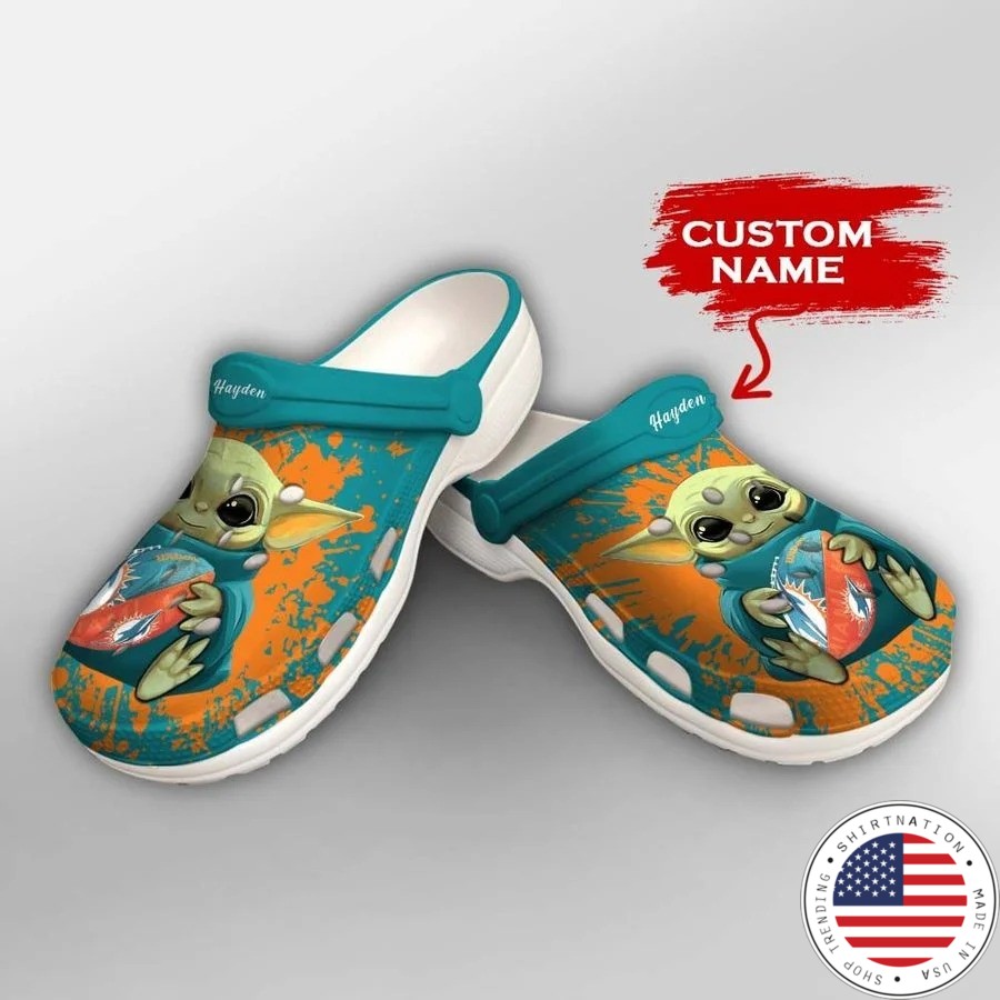 Baby Yoda Miami Dolphins custom name crocs crocband clog2