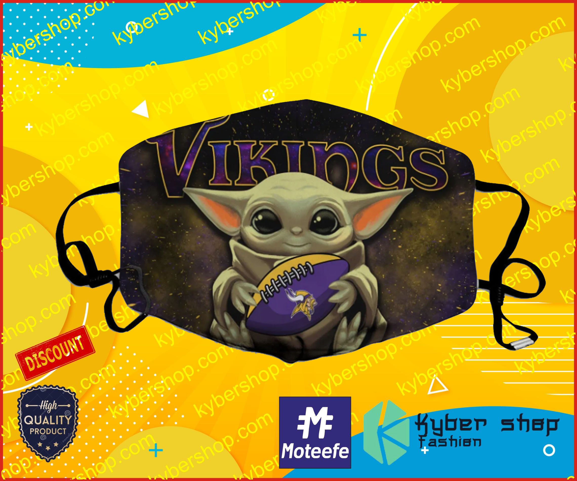 Baby Yoda Minnesota Vikings Face Mask