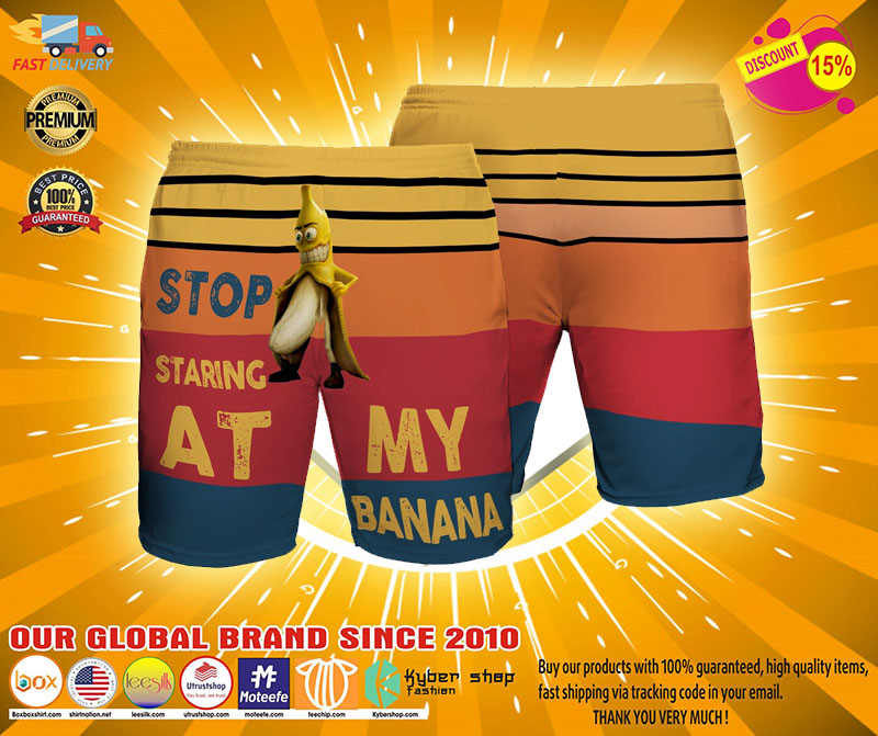 Banana stop staring at my banana Beach hawaiian short2