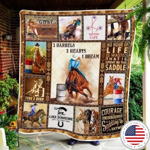 Barrels Racing 3 barrels 2 hearts 1 dream quilt blanket2