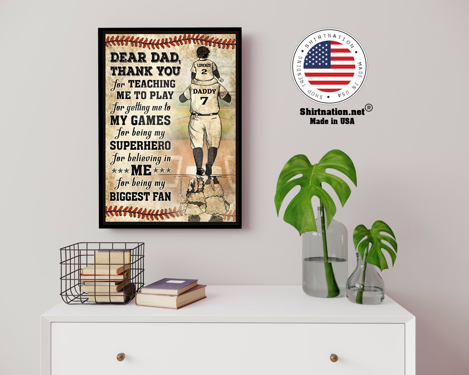 Baseball Dear dad thank you for teaching me to play for getting me to my games custom poster 14