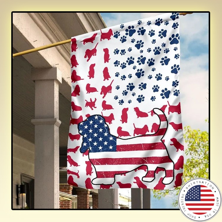 Basset hound Amercian house flag and garden flag1