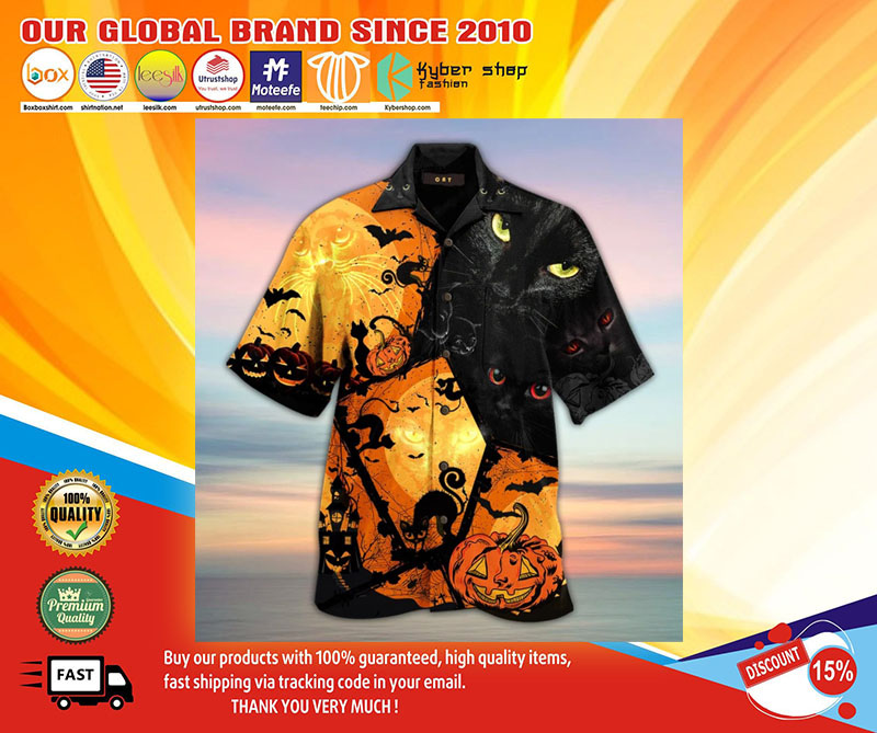 Black Cat Halloween Hawaiian Shirt1