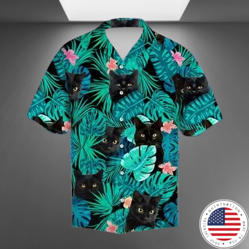 Black cat hawaiian shirt