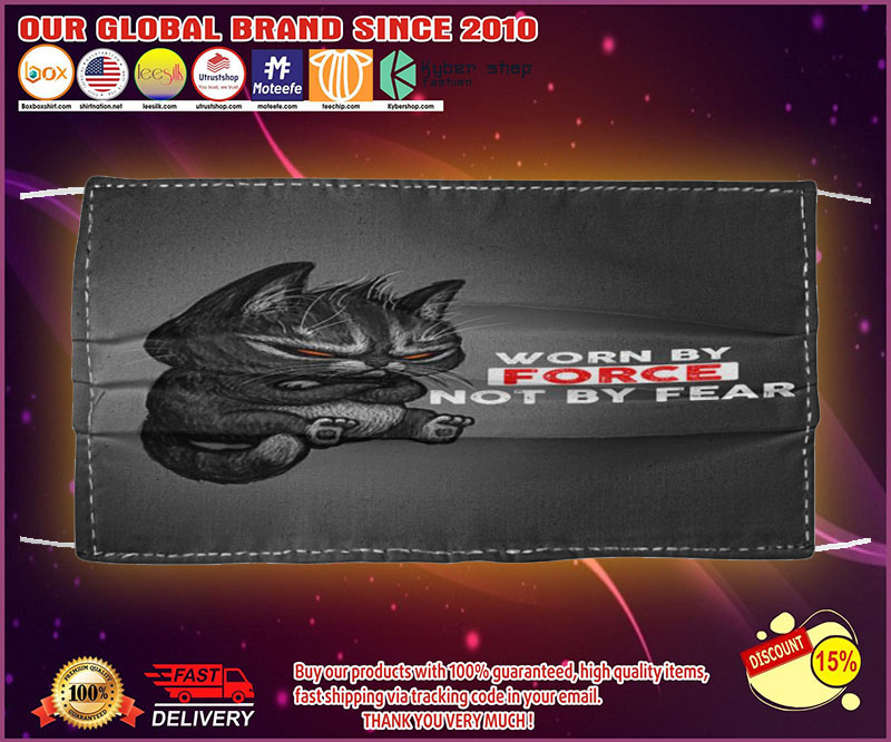 Black cat worn by force not by fear face mask