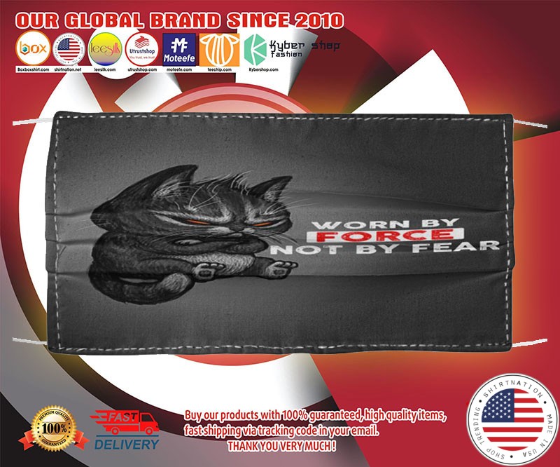 Black cat worn by force not by fear face mask