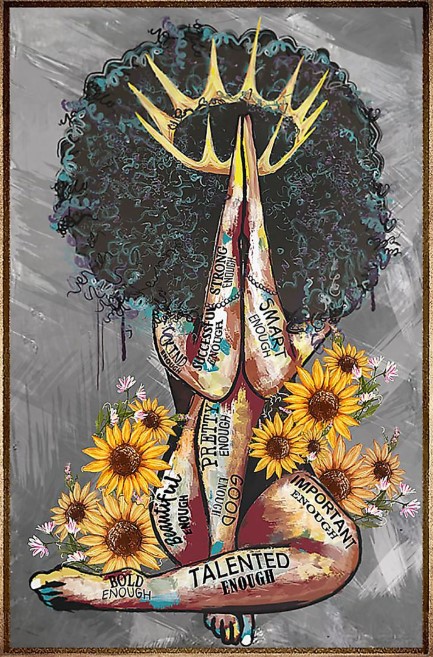 Black queen and sunflower poster