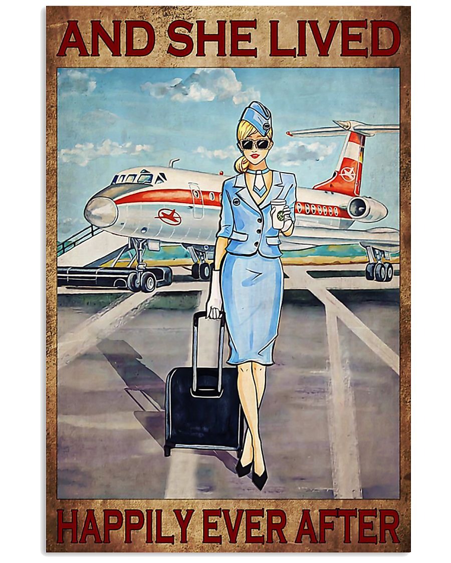 Blue flight attendance and she live happily ever after poster