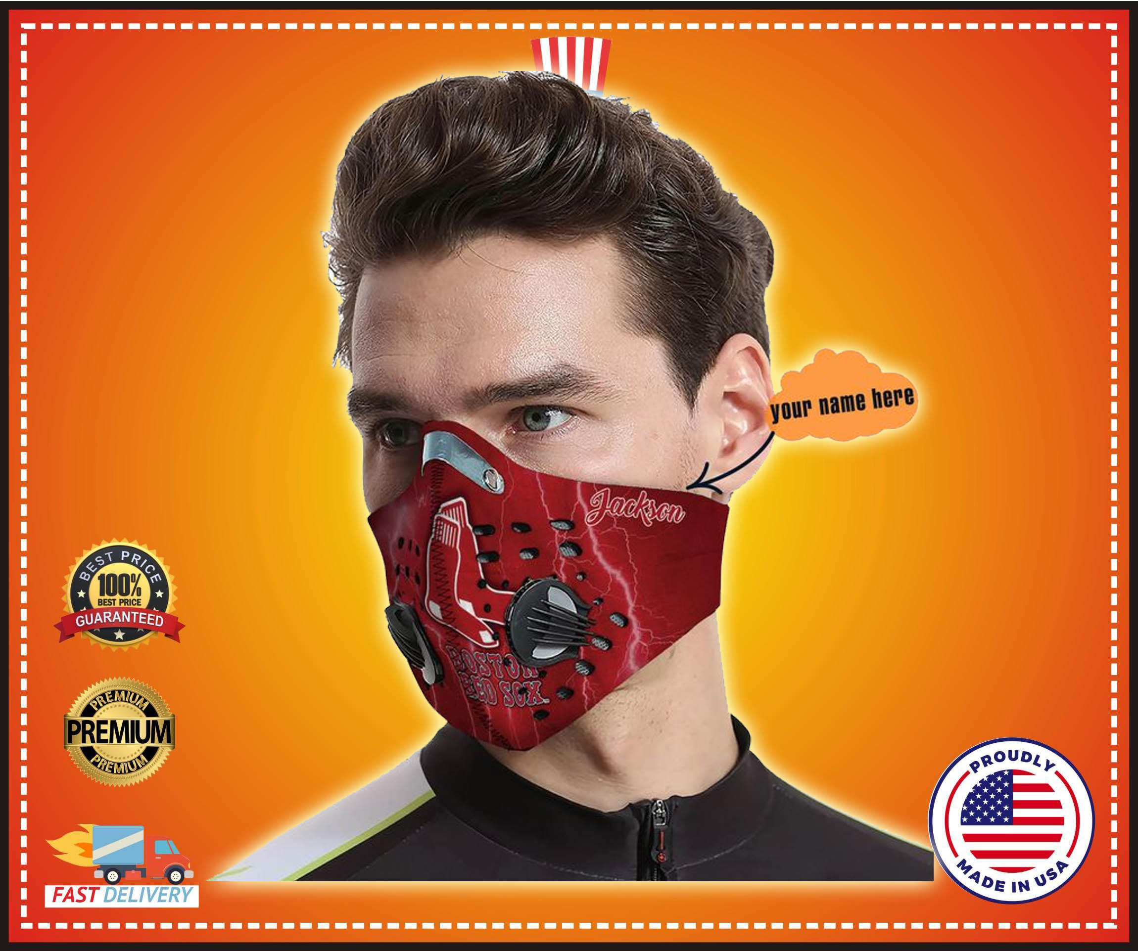 Boston Red Sox custom Personalized name filter face mask
