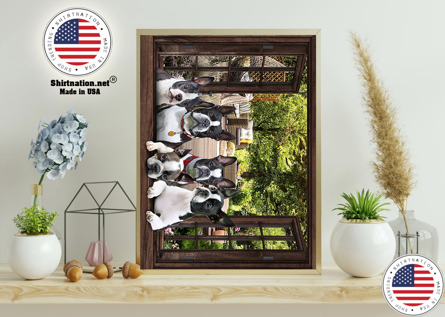 Boston Terrier window 3d poster 11
