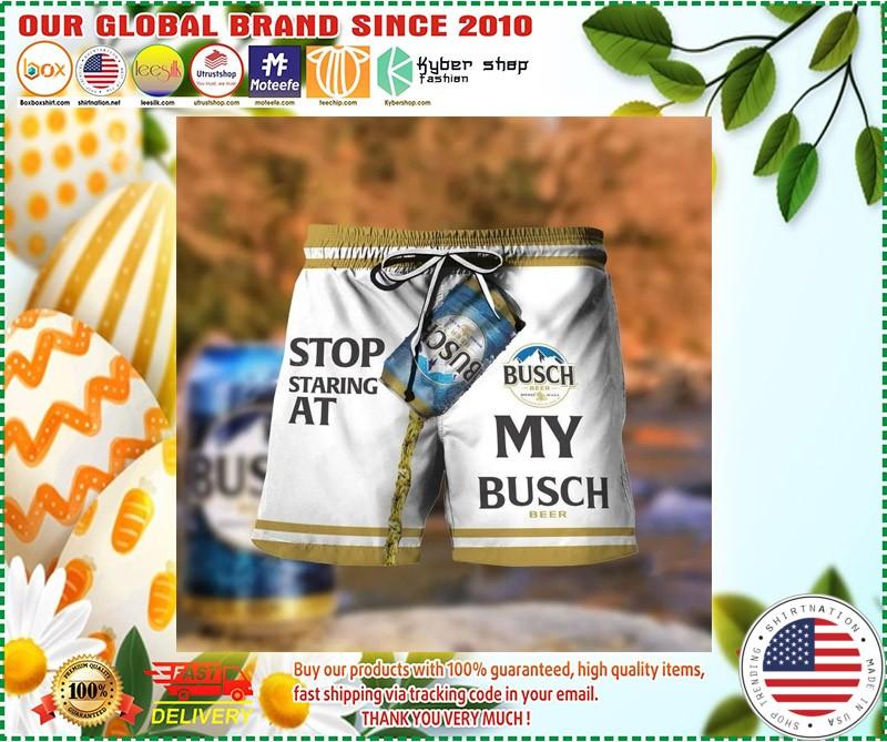 Busch stop staring at my bucsh beer short