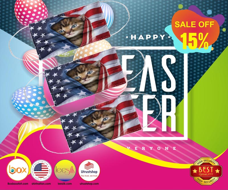 Cat American flag face mask