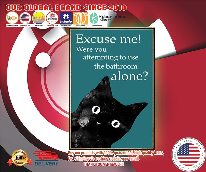 Cat Excuse me were you attempting to use the bathroom alone poster