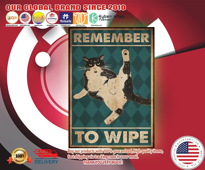 Cat remember to wipe vertical poster