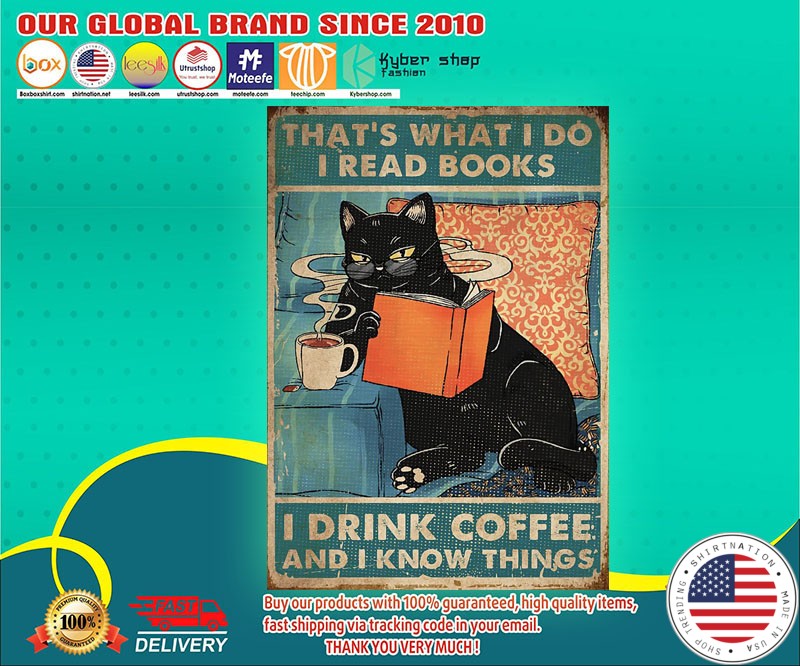 Cat that's what I do I know things I drink coffee poster