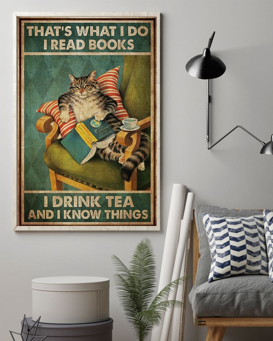 Cat that's what I do I read book I drink tea and I know things poster
