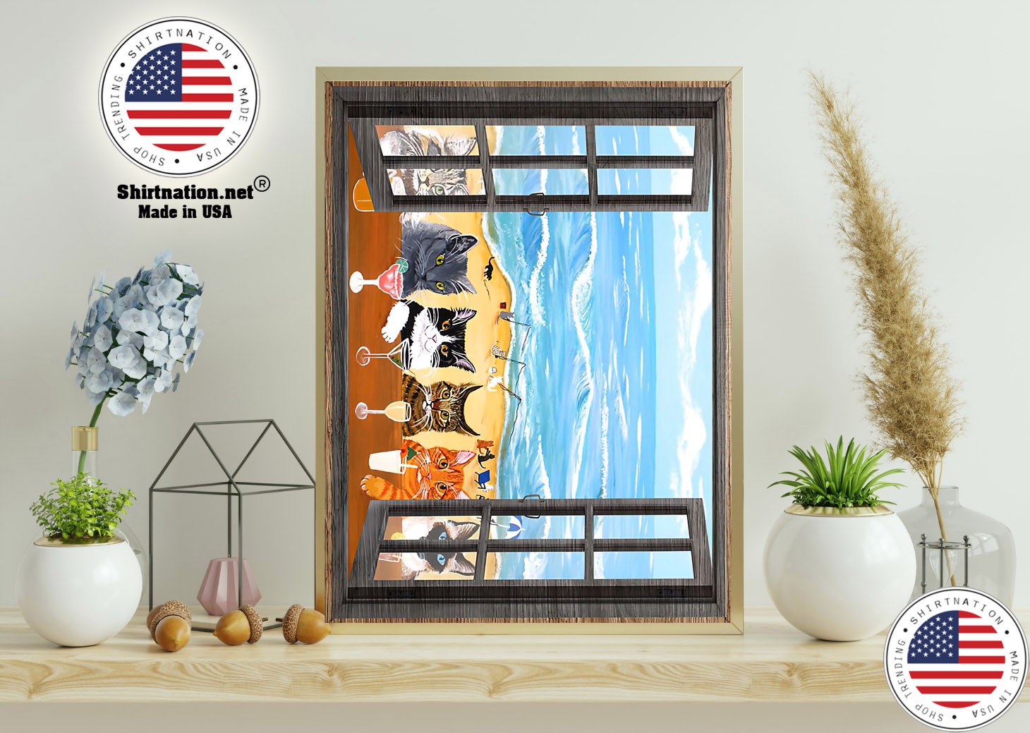 Cat wine sea poster 11