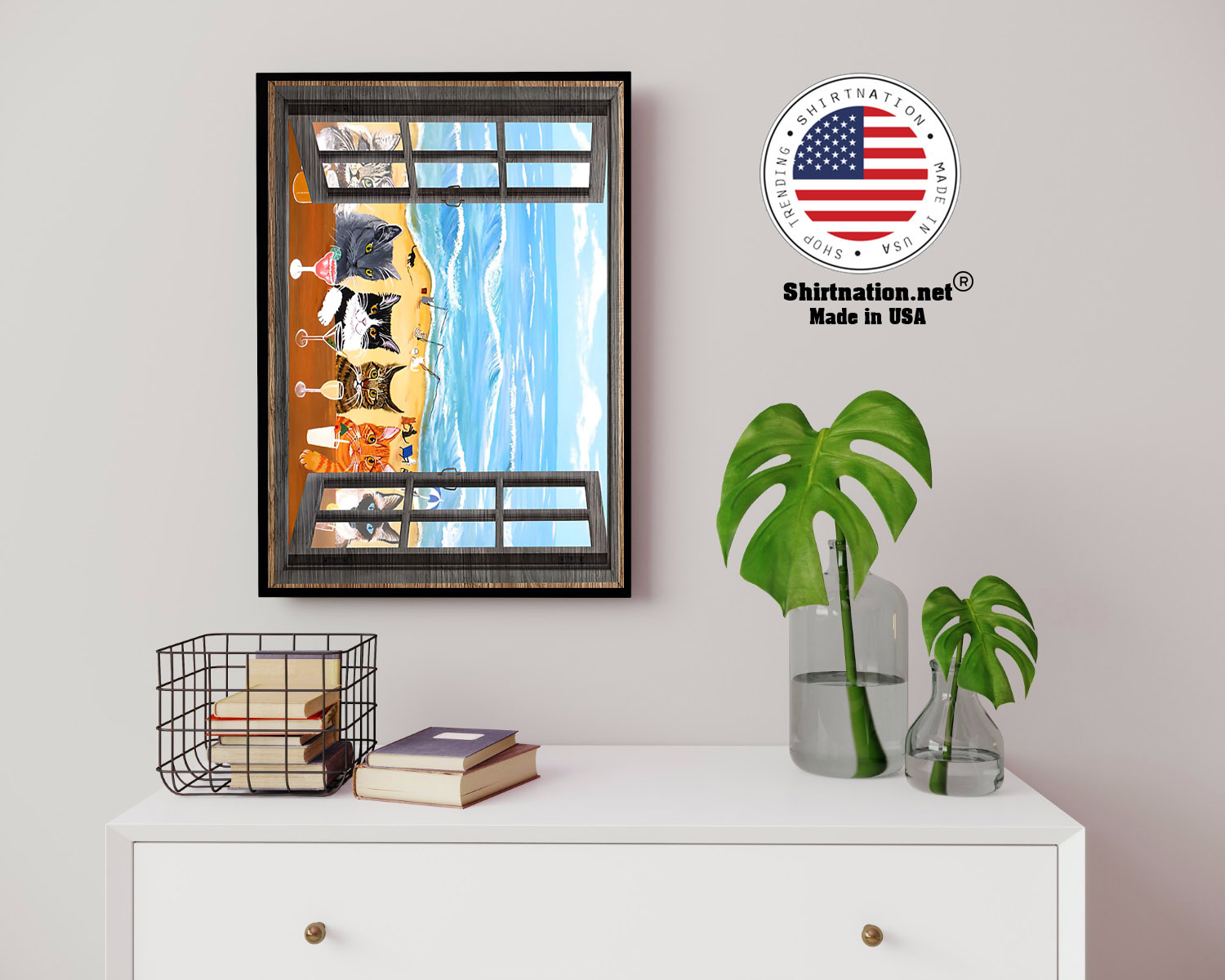 Cat wine sea poster 14