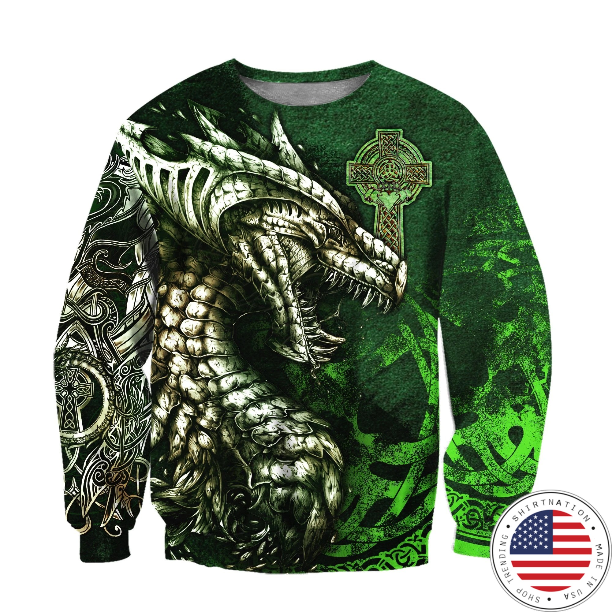 Celtic dragon tattoo 3D over print hoodie su