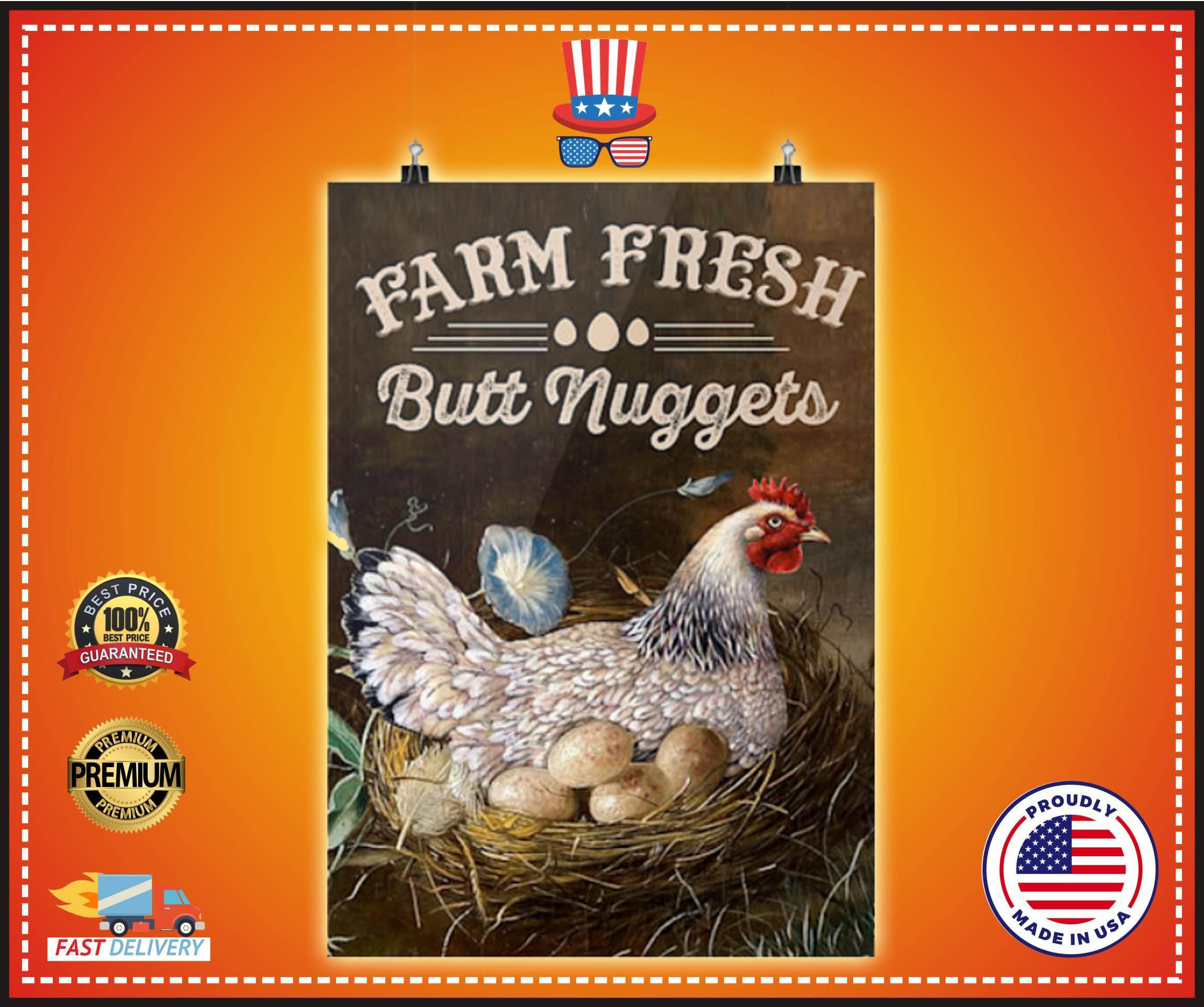Chicken farm fresh butt nuggets poster