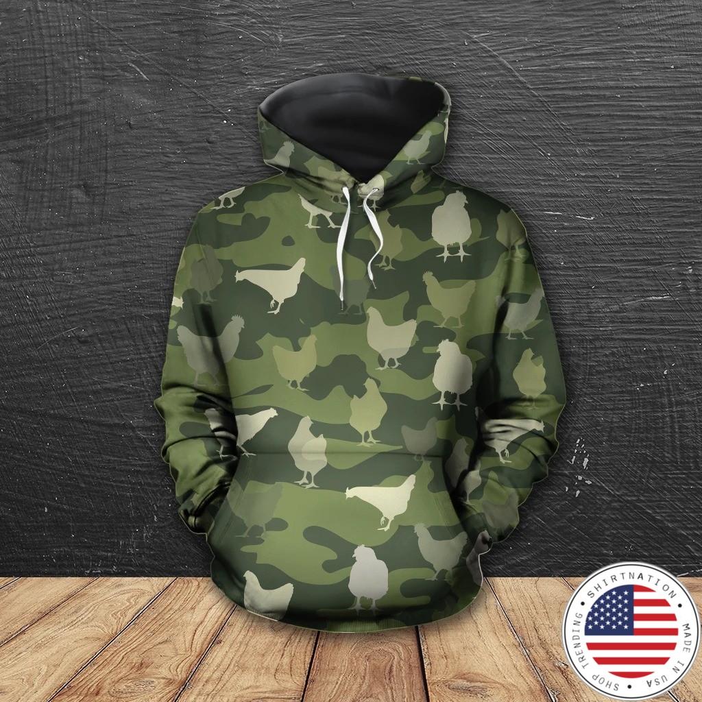 Chicken in green 3D shirt and hoodie 4