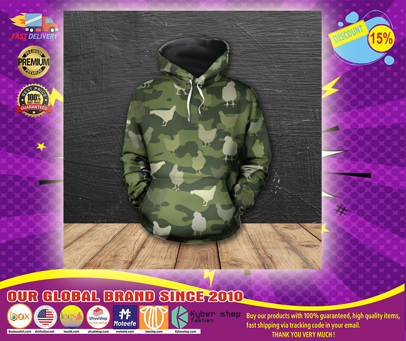 Chicken in green 3D shirt and hoodie1