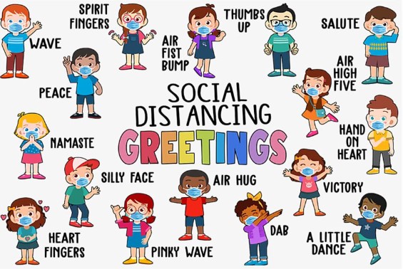 Classroom Social distancing greetings poster